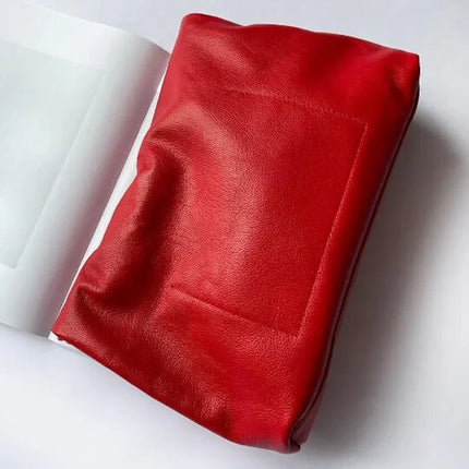 Personality roll-edge leather bag  lazy casual leather soft bag  Phone Women High Quality holding red large bag luxury designer PlatiNum