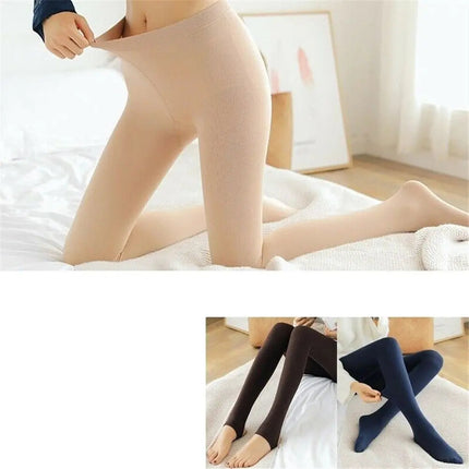 Women Winter Thermal Warm Thick Pantyhose Fluff Lined Stretch Slim Leggings Pants PlatiNum