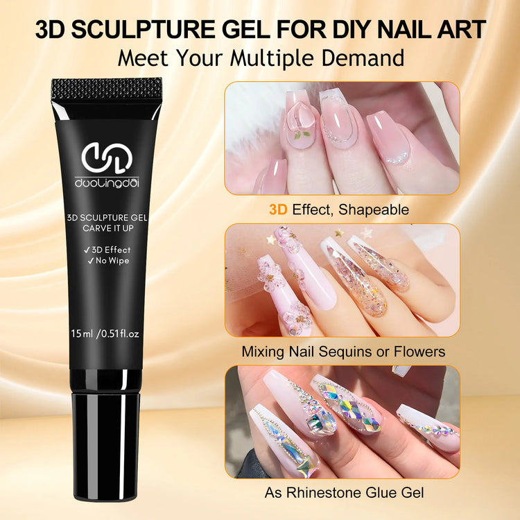 3D Shaping Adhesive Drill Glue, Wash-Free, Dust-Resistant, Styling, Gel Light Therapy, Extended Reinforcement, Ripple Manicure Gel