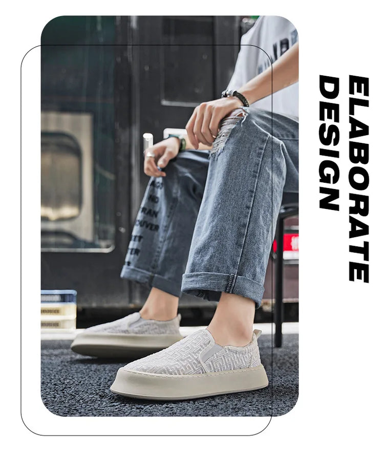2025 Autumn New Fashion Shallow Mouth Casual Canvas Shoes for Men Breathable Comfortable Niche Design Versatile Chunky Sneakers