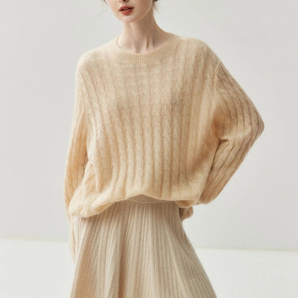 Women 100% Cashmere Skirt High Quality 2026 New Collection Knitwear Spring Winter Korean Popular Skirt Female Pleated Skirt PlatiNum