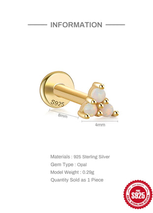 CANNER 1PC 925 Sterling Silver Exquisite Crown Opal Piercing Earring for Women Ear Studs Cartilage Earring Body Jewelry Gift PlatiNum