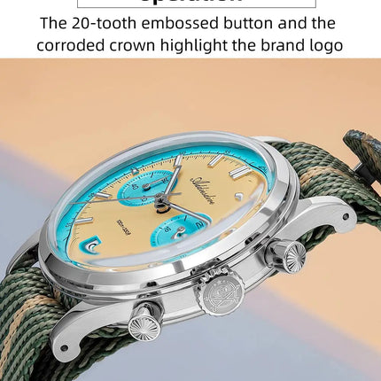 ADDIESDIVE AD2095 Man‘s Chronograph Watch BGW9 Super Luminous 10Bar Waterproof Bubble Mirror Glass VK64 Quartz Steel Wristwatch