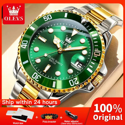 OLEVS 5885 Orologio da uomo Orologio al quarzo impermeabile di marca originale Cinturino in acciaio inossidabile Data automatica Orologi da regalo da uomo per uomo platinumshop