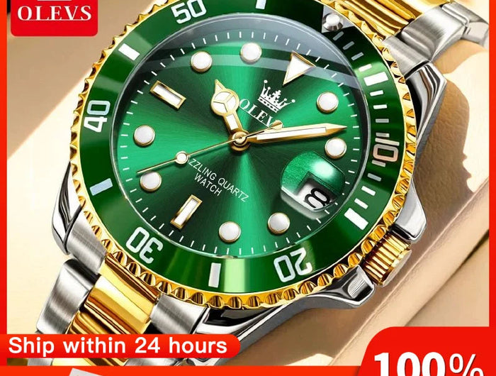 OLEVS 5885 Orologio da uomo Orologio al quarzo impermeabile di marca originale Cinturino in acciaio inossidabile Data automatica Orologi da regalo da uomo per uomo platinumshop