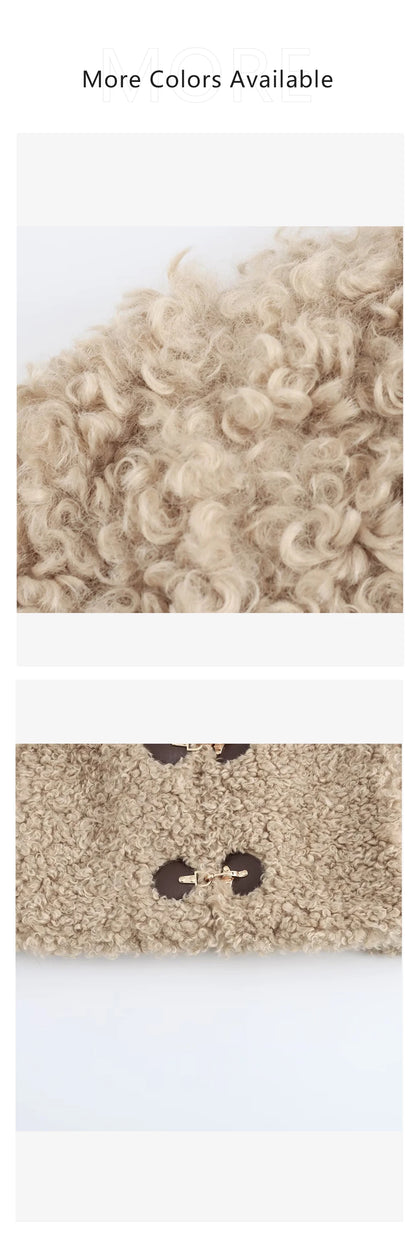 Women's Jacket Flip Collar Long Sleeve Versatile Rope Buckle Solid Color Winter New Style Coat