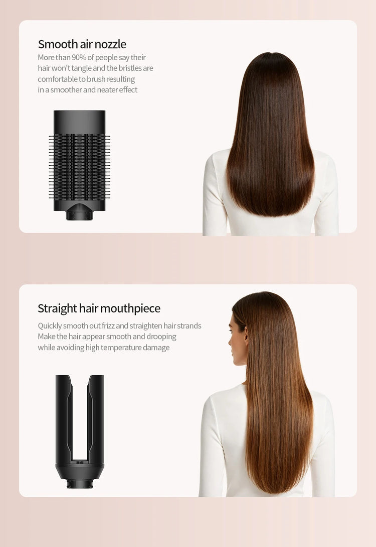 Professional 6 in 1 Cold Hot Air Styling Brush Hair Dryer Curling Iron Straightener Flat Iron 1700W Fast Dry Voluminous Waves