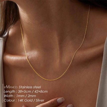 eManco Fine Chain Necklace Stainless Steel Gold Color Pendants Short Long Statement Women  Colar Gift Stainless Steel Jewelry PlatiNum