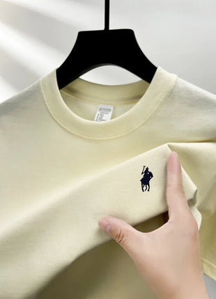 T-shirt homme col rond manches courtes 100 % pur coton, vente chaude, marque de luxe, été, broderie exquise, poney, haut respirant