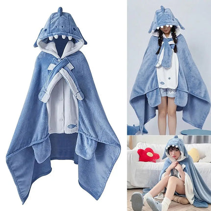 Super Soft Cozy Shark Blanket Shark Shawl Hood Wearable Blanket Shark Shawl Cape Type Hooded Robe with Hood Shark Blanket Hoodie