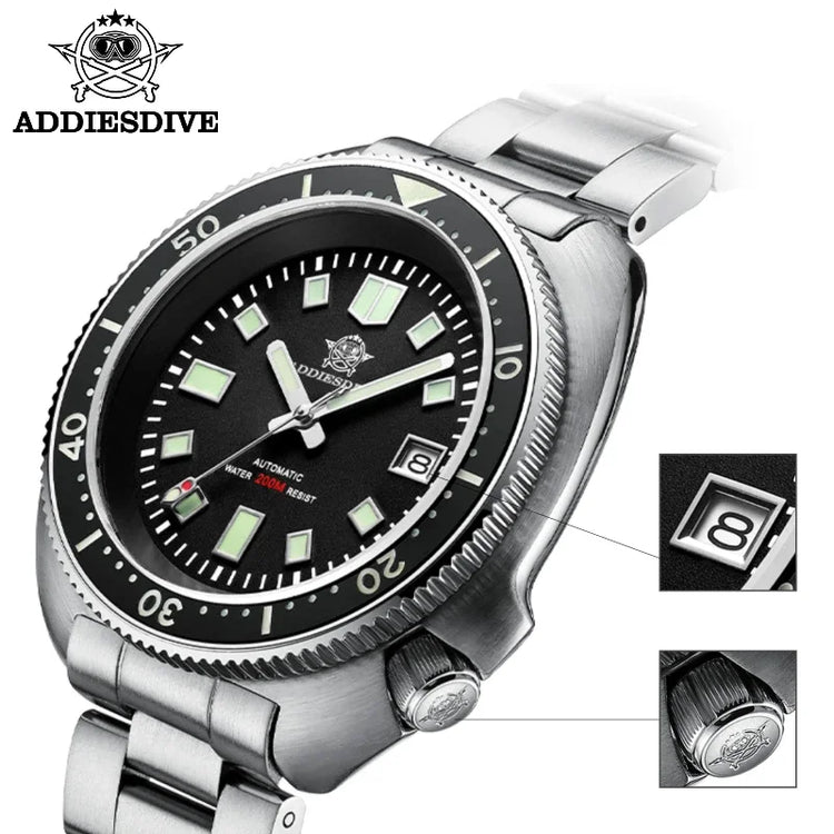 ADDIESDIVE Men's Watch Sapphire Glass Stainless Steel NH35 Automatic Mechanical Watch BGW9 Luminous 200m Waterproof Dive Watch