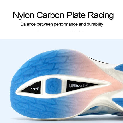 Scarpe da Corsa ONEMIX Marathon con Piastra in Carbonio, Supporto Professionale Stabile, Ammortizzazione, Ultra-leggere e Reattive per Uomo PlatiNum