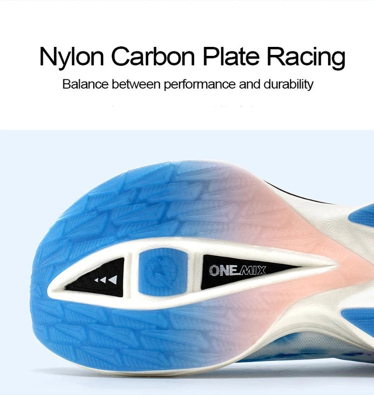 Scarpe da Corsa ONEMIX Marathon con Piastra in Carbonio, Supporto Professionale Stabile, Ammortizzazione, Ultra-leggere e Reattive per Uomo PlatiNum