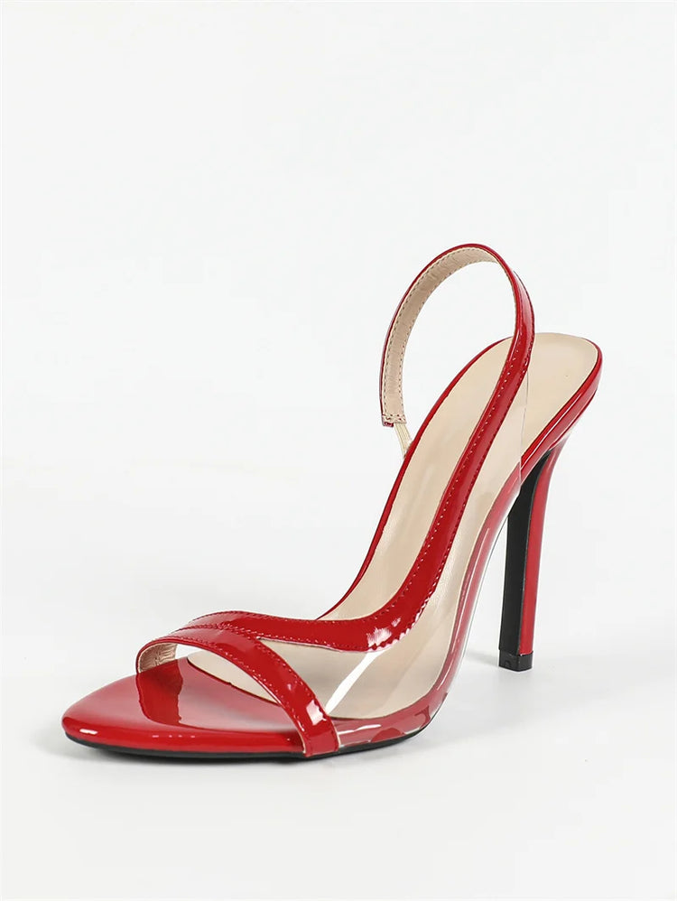 Liyke Sandali con cinturino alla caviglia sexy Donna 2026 Moda estiva Accogliente punta aperta Slip On Scarpe con cinturino posteriore Tacchi alti rossi Sandalias De Mujer