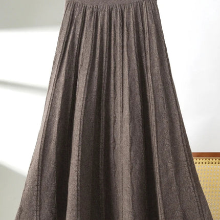 TLOML New Women's 100% Merino Wool Knitwear Wool Skirt Autumn Winter Long Pleated Skirt Grace Soft Warm Comfy Chic Dress Skirt PlatiNum
