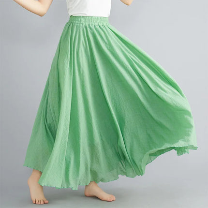 nuove gonne lunghe in cotone di lino da donna 2020 gonne lunghe a pieghe in vita elastica spiaggia Boho gonne estive vintage Faldas Saia