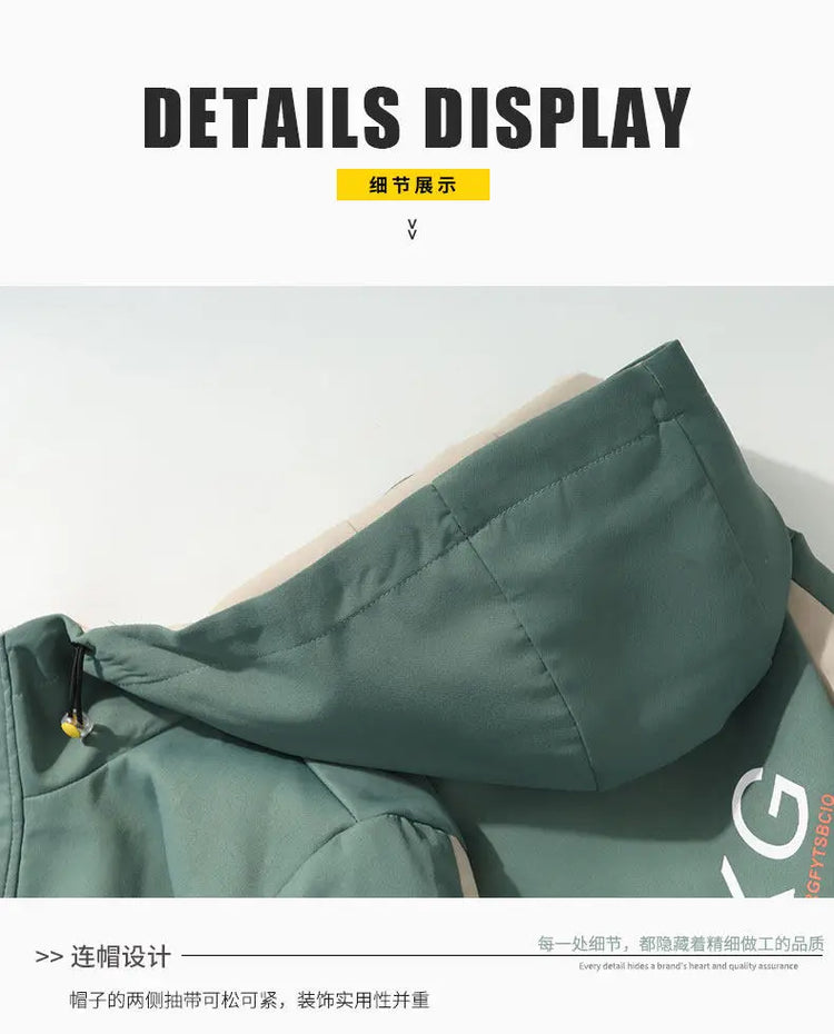 2024 Spring and Autumn jackets Fashion Trend Hooded Coat Men's Casual letter pattern Comfortable Waterproof Jacket M-4XL