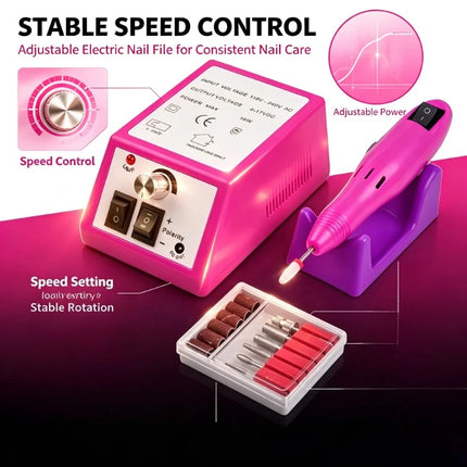 2000 Series Electric Nail Filing Machine, Smooth high rotating speed for acrylic soak-off removal and sidewall buffing, Professional Manicure Pedicure Polisher for daily nail studio detailed shaping work