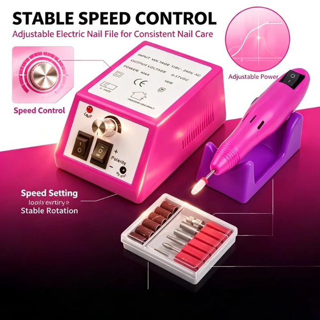 2000 Series Electric Nail Filing Machine, Smooth high rotating speed for acrylic soak-off removal and sidewall buffing, Professional Manicure Pedicure Polisher for daily nail studio detailed shaping work