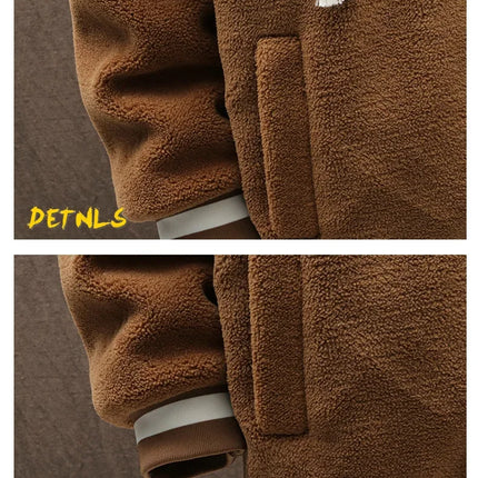 2023 Men's Hooded Jackets Japan Fashion Streetwear Harajuku Coats Men Autumn Winter Men Clothing Wool Jackets Embroidery Jacket