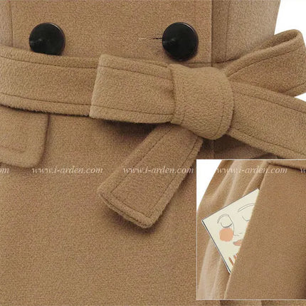 women woolen coat 2026 New fitted mid-length woolen coat double-breasted thickened overcoat + belt women's clothing