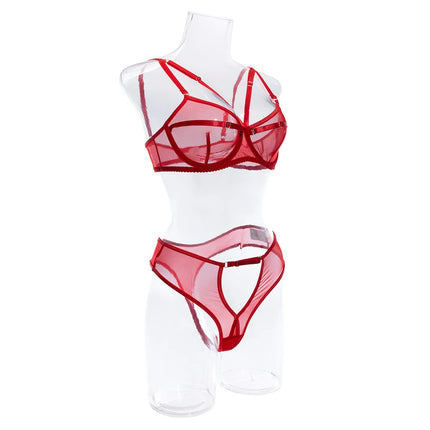 Sexy Black Mesh Lingerie Two Piece Sets Ultrathin See-through Hollow Out Bras And Panties Underwear Suit Erotic Intimate Suits