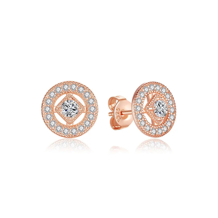 Orecchini Originali in Argento Sterling 925, Modello 2026, a Perno e a Cerchio con Cristalli, per Donna, in Oro Rosa, con Corona, Cuore, Infinito, Ape, Gioielli platinumshop