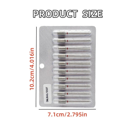 10Pcs/set Diamond Nail Drill Bit Set Nail Diamond Milling Cutter for Manicure 3/32" Burr Electric Nail File Cuticle Remover Tool 2028
