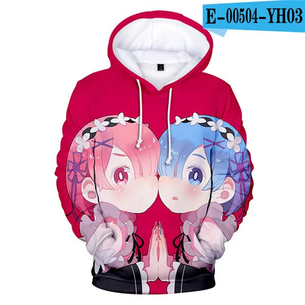 Harajuku Hip Hop Comfortable Re ZERO Rem Ram 3D print Hoodies Sweatshirts Men/Women Sweatshirt Adult/Child Casual Pullovers