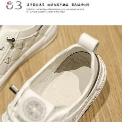 European Station Leather Fashion Men's Sneakers Men Shoes Man Embossed All Fashion Leather Red Casual Shoes for Men Men Shoes