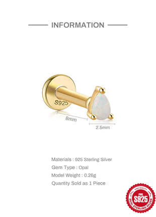 CANNER 1PC 925 Sterling Silver Exquisite Crown Opal Piercing Earring for Women Ear Studs Cartilage Earring Body Jewelry Gift PlatiNum