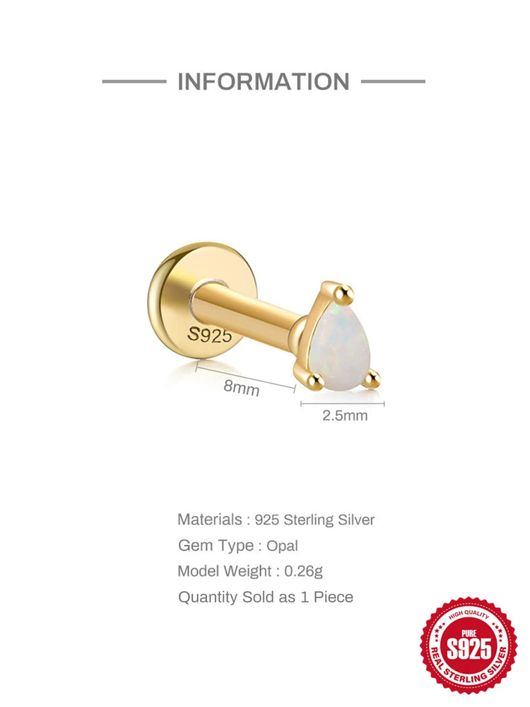 CANNER 1PC 925 Sterling Silver Exquisite Crown Opal Piercing Earring for Women Ear Studs Cartilage Earring Body Jewelry Gift PlatiNum