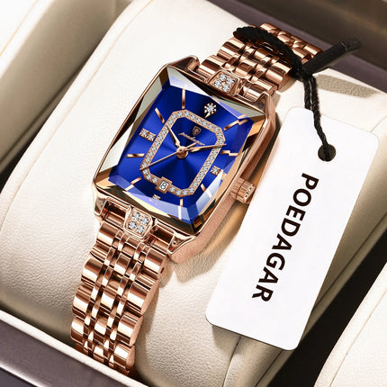 POEDAGAR Orologio da donna di lusso Impermeabile Data Orologio da polso da donna casual di alta qualità Orologio da donna elegante al quarzo in acciaio inossidabile platinumshop