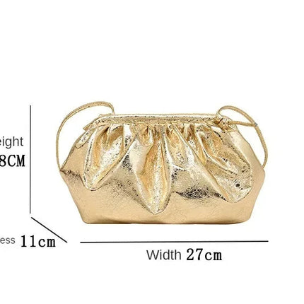 Small Luxury Design Women's Leather Silver Cloud Bag Female Gold Crossbody Bag Ladies Party Clutch Purse Female Handbags PlatiNum
