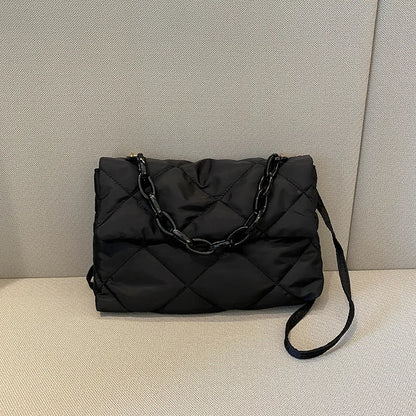Yogodlns Large Capacity Crossbody Square Bags Casual Chain Women Underarm Bags Fashion Quilted All-match Winter Simple Shopping