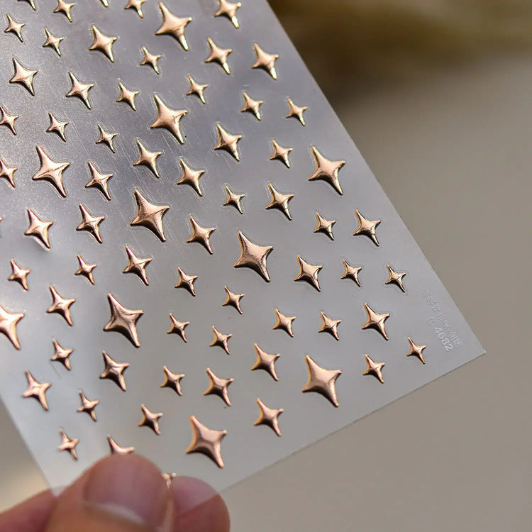 Punk Glitter Powder Blue Pink Star Charm Laser Silver Gold Starlight Rhinestones Moon DIY Nail Art Stickers Manicure Tool Decals