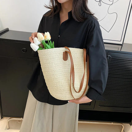 Women's Large Capacity Crossbody Bag Summer Woven Straw Bag Fashion Female Luxury Designer Beach Bag Bali Shopper Bag