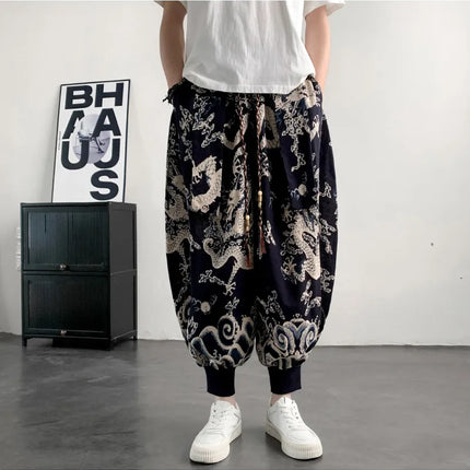 Pantaloni Estivi da Uomo 2026 in Cotone Leggero Sottile Comodi da Spiaggia, Pantaloni Larghi Casual Hip Hop Stampati, Pantaloni Jogger Oversize alla Moda