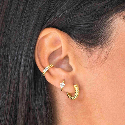 White Color Zircon Hoop Earrings 925 Sterling Silver Needle Cross/Star/Flower/Water Drop Pendant Gold Earrings Luxury Jewelry PlatiNum