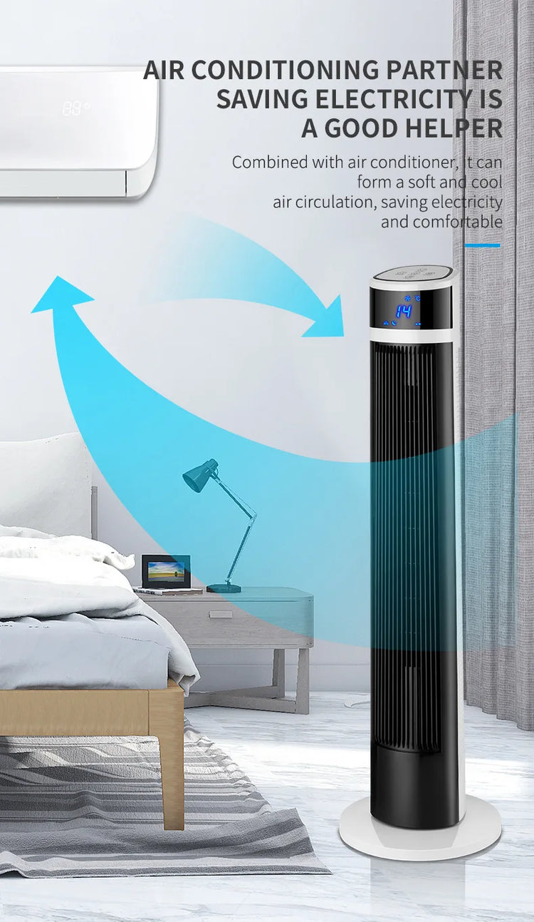Ventilatore a Torre 2026 Nuovo Modello Aggiornato, Ventilatore da Terra, Ventilatore Verticale Silenzioso Senza Pale, Compagno per Condizionatore d'Aria, Ventilatore Elettrico Domestico Senza Pale