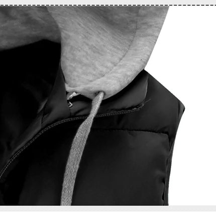 Autumn Winter Mens Warm Down Padded Vests Fashion Men Thermal Windbreaker Waistcoats Men Zipper Hooded Parkas Vests Clothing