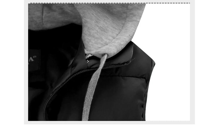 Autumn Winter Mens Warm Down Padded Vests Fashion Men Thermal Windbreaker Waistcoats Men Zipper Hooded Parkas Vests Clothing