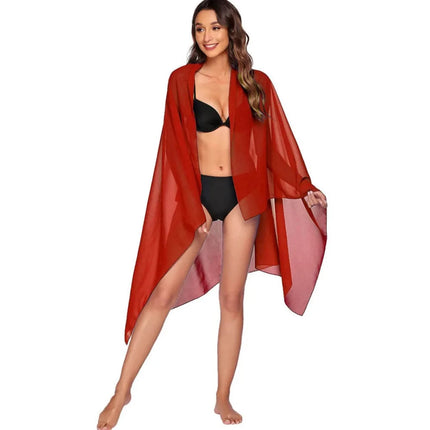 Sarong Lungo in Chiffon, Copricostume Trasparente da Spiaggia, Sciarpa Sexy per Bikini, Copricostume Unico per Donne in Vacanza platinumshop