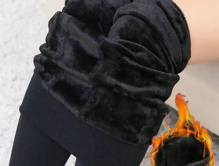 Women Winter Thermal Warm Thick Pantyhose Fluff Lined Stretch Slim Leggings Pants PlatiNum