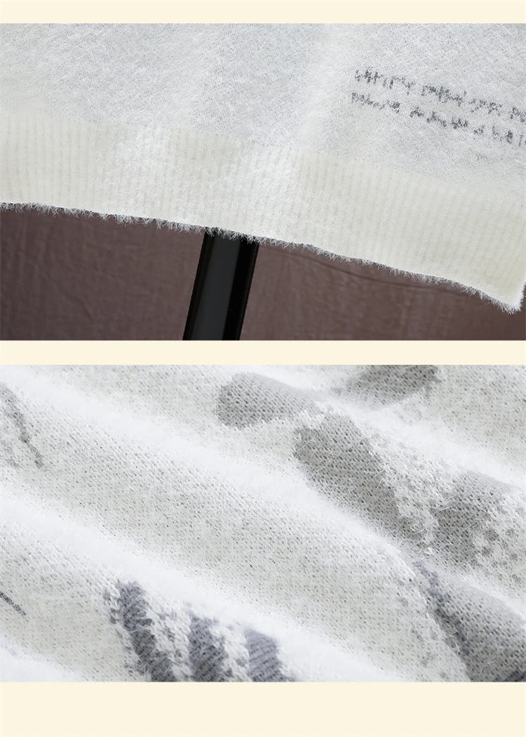 Winter Plaid Mink Cashmere Sweater Men Half Turtleneck Mens Sweaters Top Quality Pull Homme Thick Warm Pullover Men