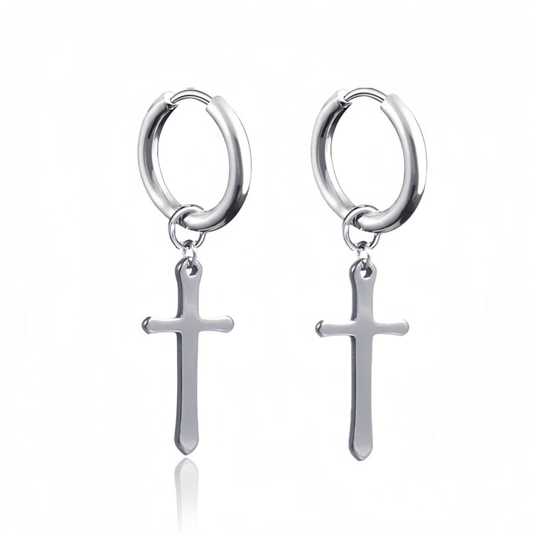 Long Hanging Crosses Leaves Pendants Hoops Woman Earrings Man Vintage Stainless steel Hip Hop Ear Piercing Jewelry Accessories PlatiNum