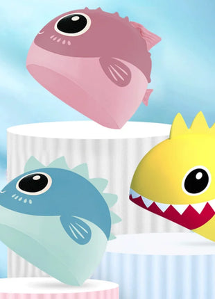 Cuffia da nuoto per bambini con dinosauro simpatico cartone animato Cuffia da nuoto per ragazzi e ragazze Cuffia da nuoto per bambini impermeabile ad alta elasticità in silicone morbido