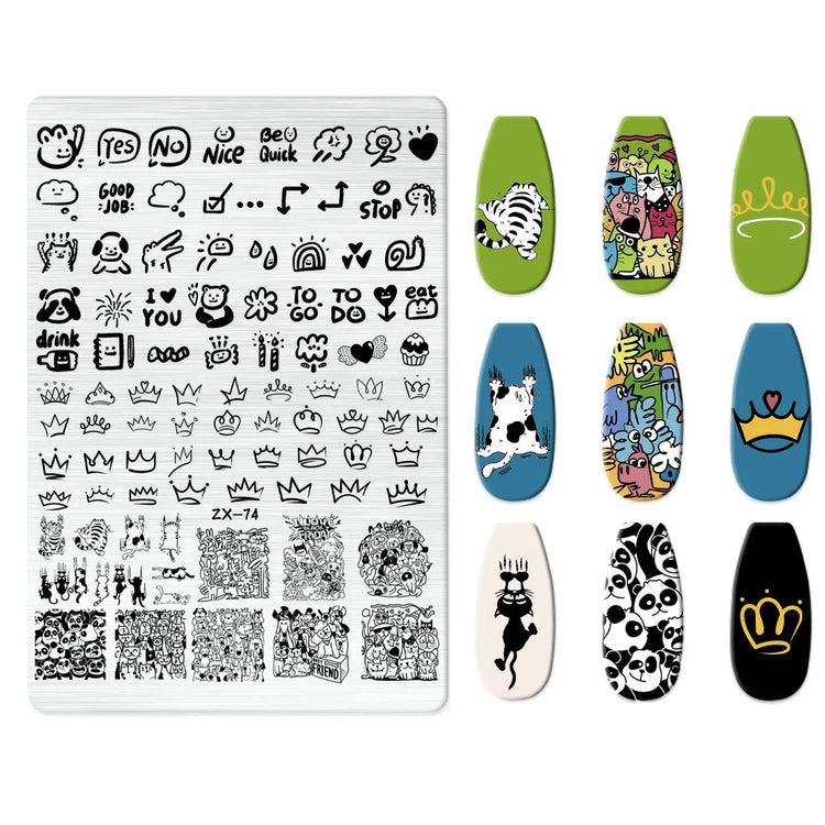 Flowers Love Nail Stamping Newspaper Splice Theme Irregular Stamping Plates Letter Nail Art Printing Stencil Tool Big Size Tools