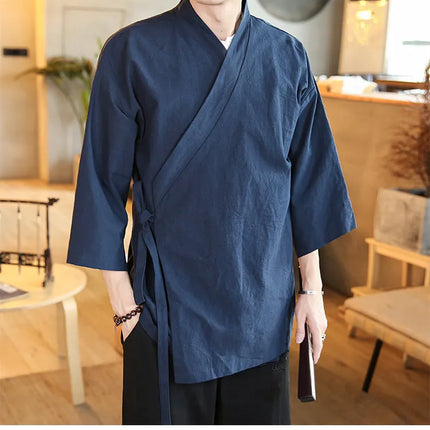 Camicie Kung Fu Stile Cinese, Abbigliamento Tradizionale Tai Chi, Completo Tang in Tinta Unita, Bluse Casual Comode in Cotone per Uomo
