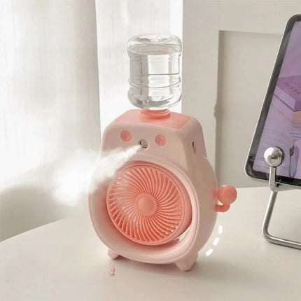 Ventilatore da Tavolo Portatile con Nebulizzatore Fine e Delicato, Ampio Angolo di Copertura, Ventilatore da Scrivania con Nebbia Fredda a 360°, Batteria da 500mAh